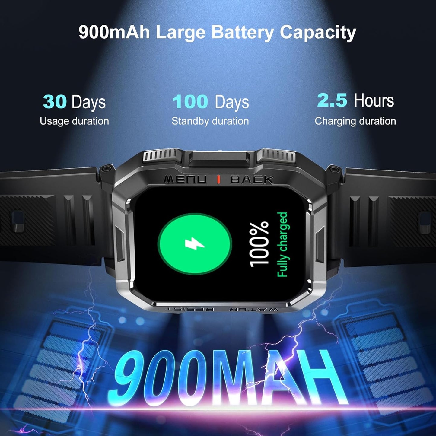 Heavy-Duty Smartwatch for Men with LED Flashlight