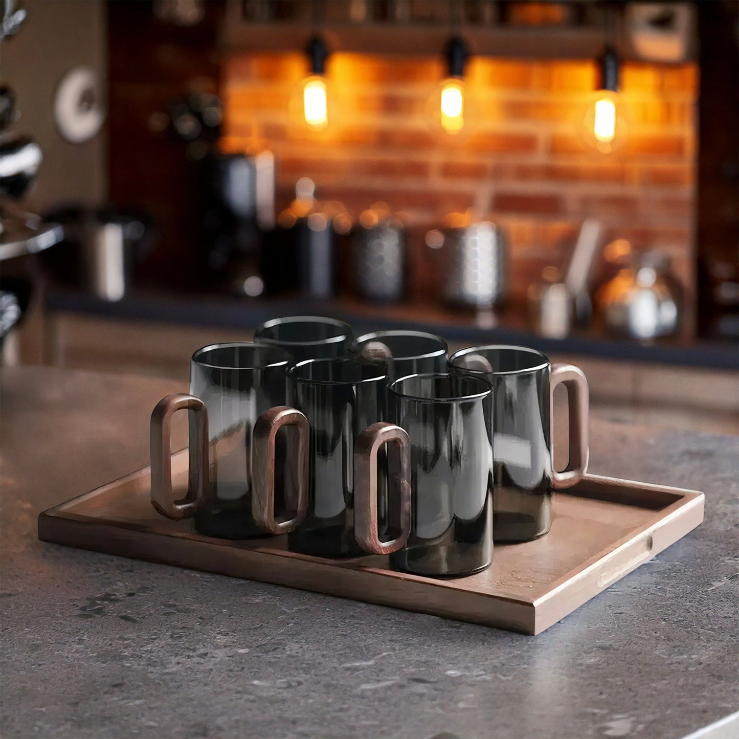 Smokey Gray Glass Slim Coffee Cups