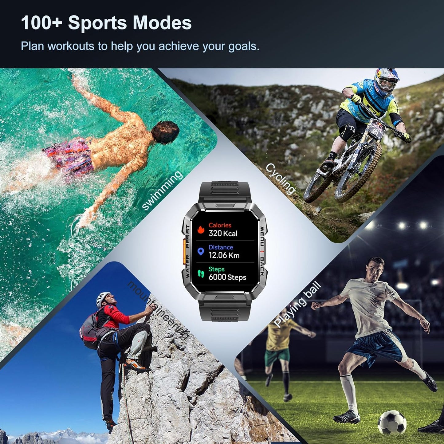 Heavy-Duty Smartwatch for Men with LED Flashlight