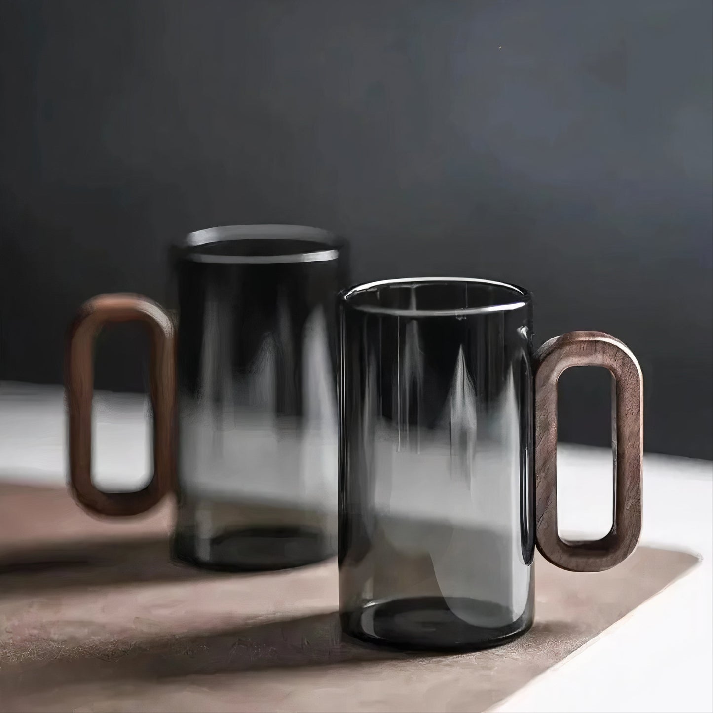 Smokey Gray Glass Slim Coffee Cups