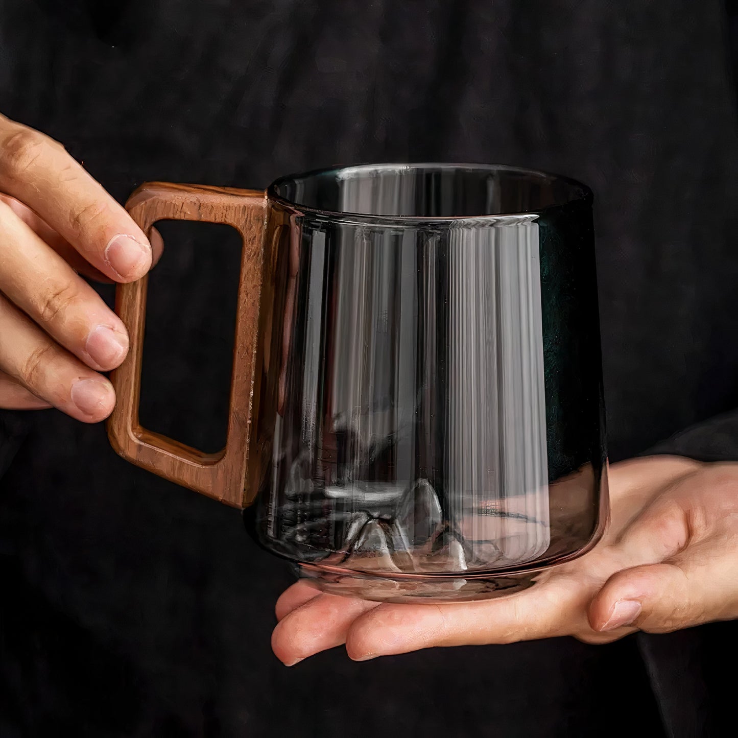 Smokey Gray Glass Coffee Cups