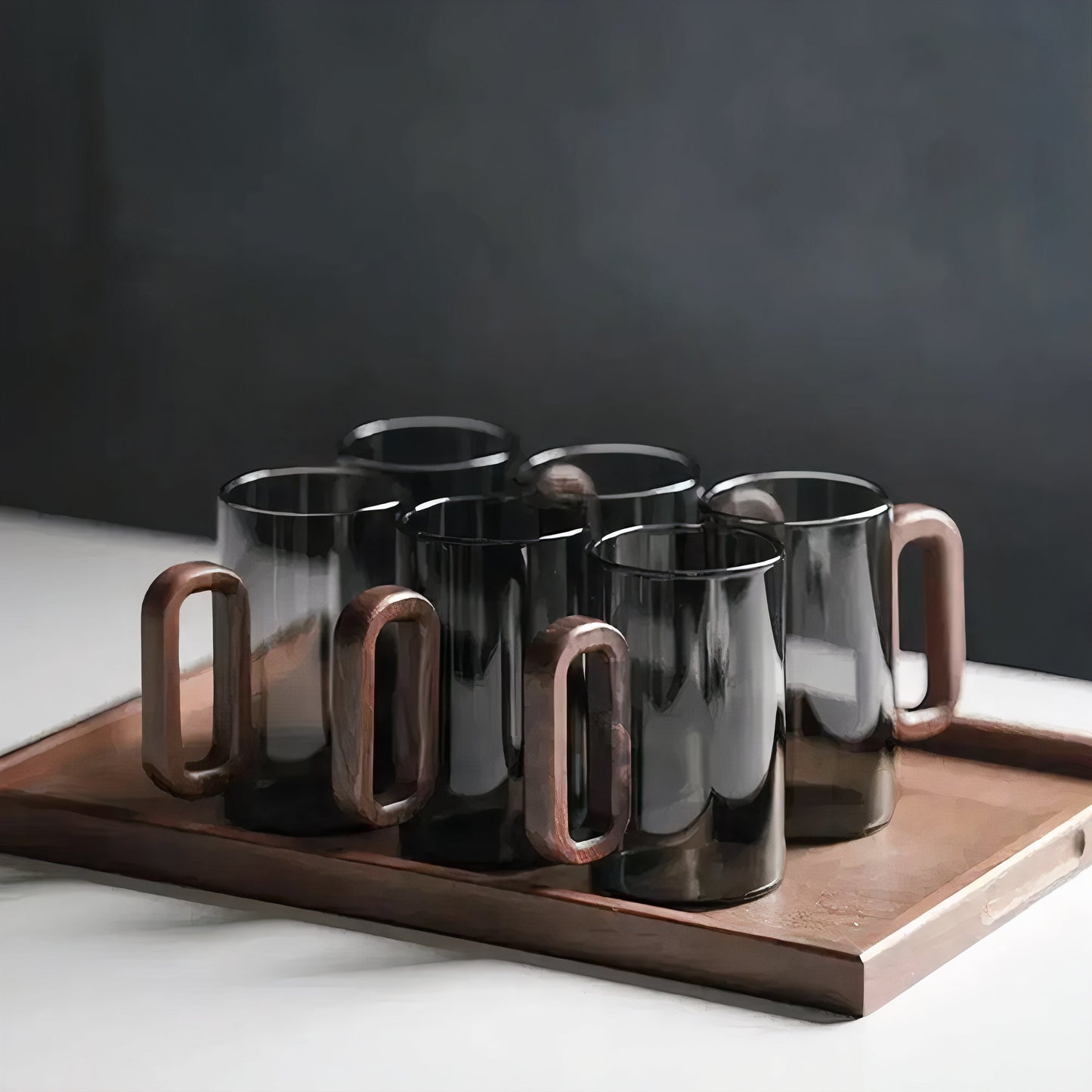 Smokey Gray Glass Slim Coffee Cups