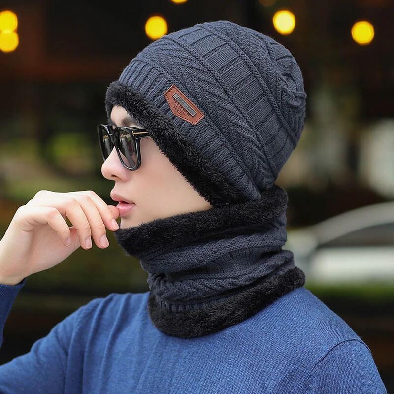 Beanie With Scarf Mens Womens Winter Baggy Slouchy Knit Warm Beanie Hat and Scarf Ski Skull Cap - Voltbite