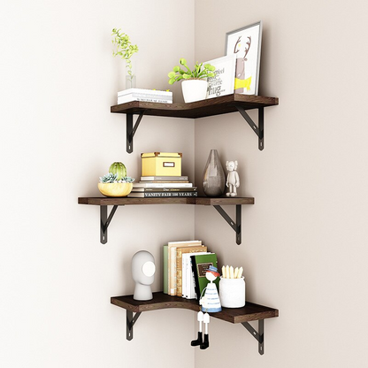 CasaFinesse™ Wooden Corner Shelves