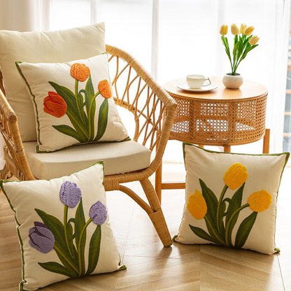 CasaFinesse™ Embroidered Tulip Pillow Cases