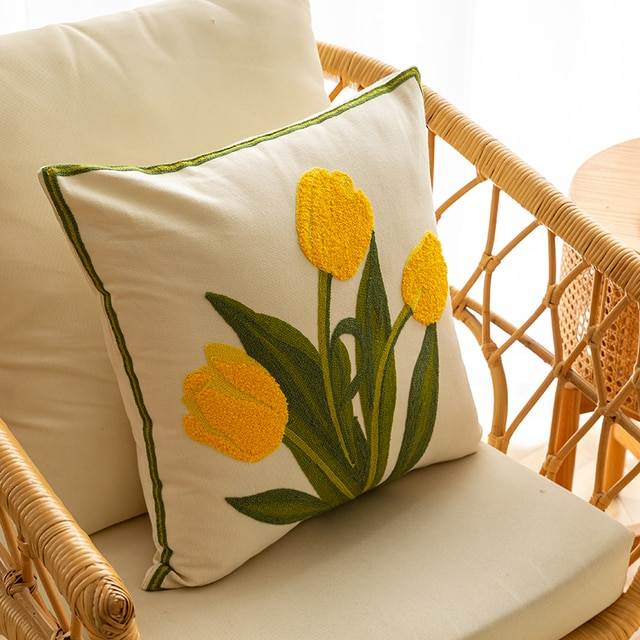 CasaFinesse™ Embroidered Tulip Pillow Cases