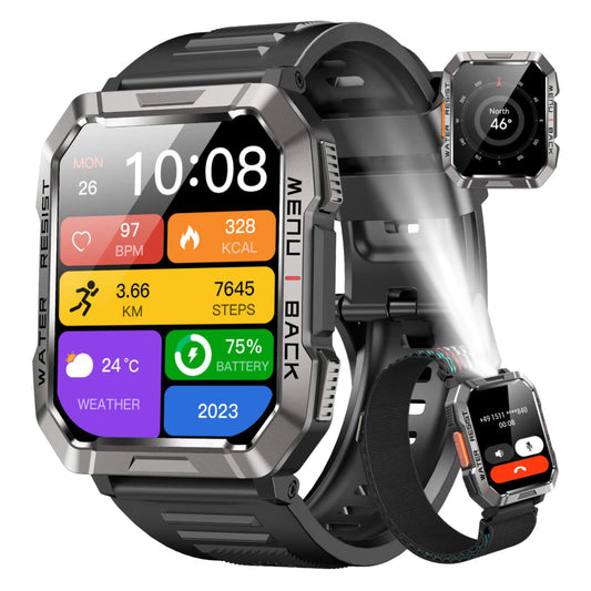 Heavy-Duty Smartwatch for Men with LED Flashlight