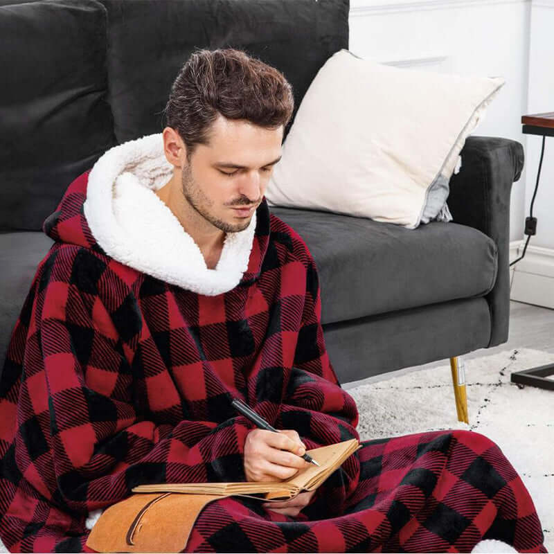 The Long Flannel Blanket Hoodie Oversized Wearable Blankets