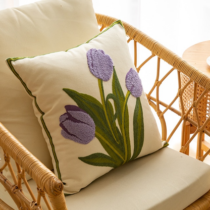 CasaFinesse™ Embroidered Tulip Pillow Cases