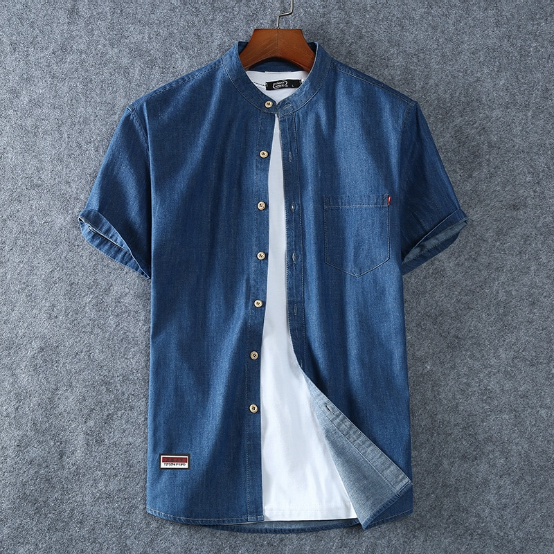 ModeMans™ Denim Short-sleeved Button Down Shirt