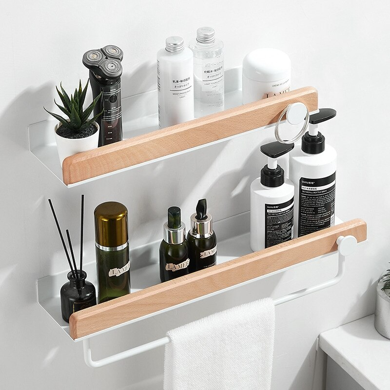 CasaFinesse™ Modern Light Wood Bathroom Shelves