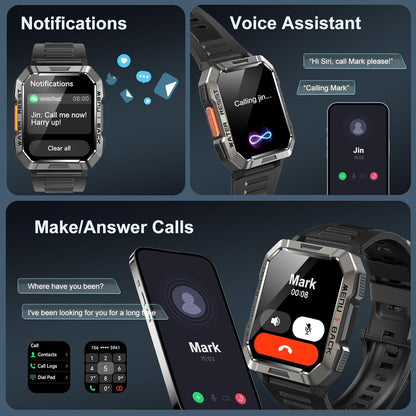 Heavy-Duty Smartwatch for Men with LED Flashlight