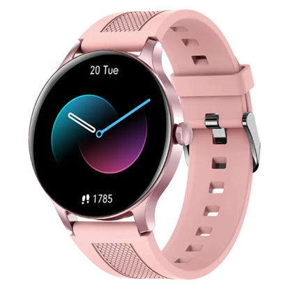 Smartwatch with a pink band on a white background