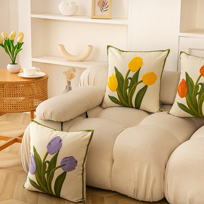 CasaFinesse™ Embroidered Tulip Pillow Cases