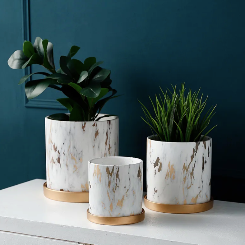 CasaFinesse™ Marble Ceramic Succulent Pots