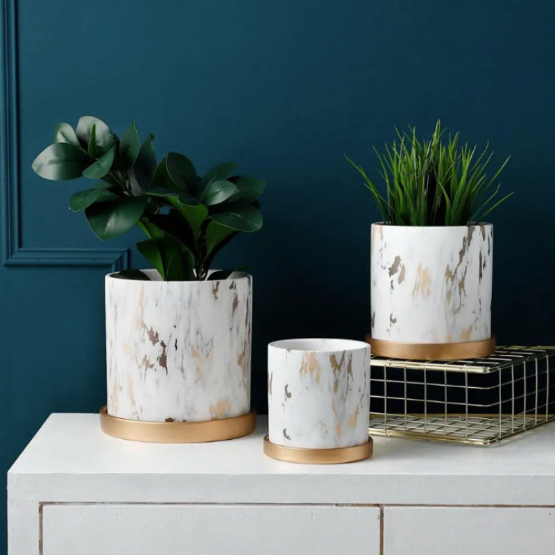 CasaFinesse™ Marble Ceramic Succulent Pots