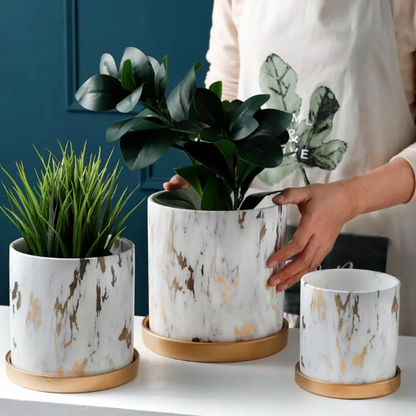 CasaFinesse™ Marble Ceramic Succulent Pots