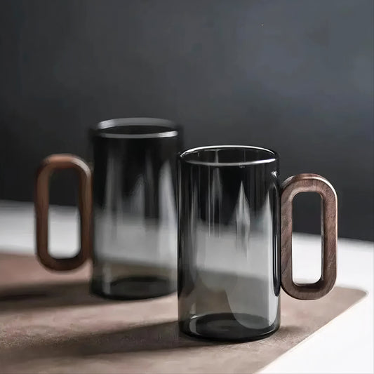 Smokey Gray Glass Slim Coffee Cups