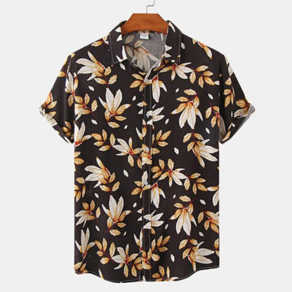 ModeMans™ TropiBlend Leaf-Print Summer Shirts