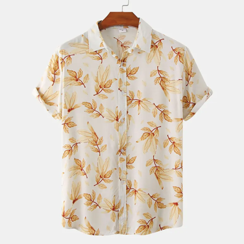 ModeMans™ TropiBlend Leaf-Print Summer Shirts