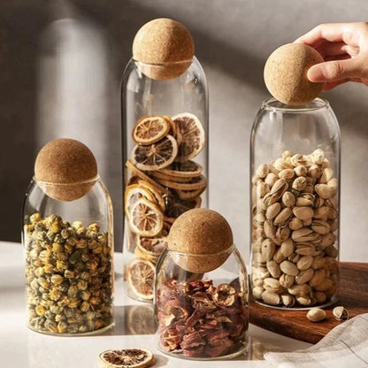 CasaFinesse™ 4pc Ball Cork Glass Jar Set