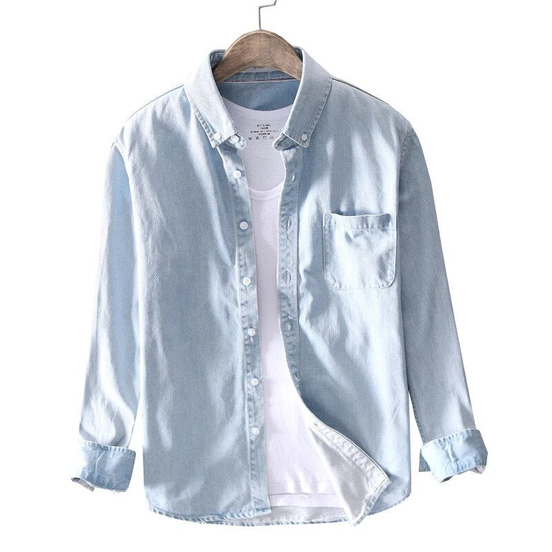 ModeMans™ Pure Cotton Denim Long-Sleeve Shirt