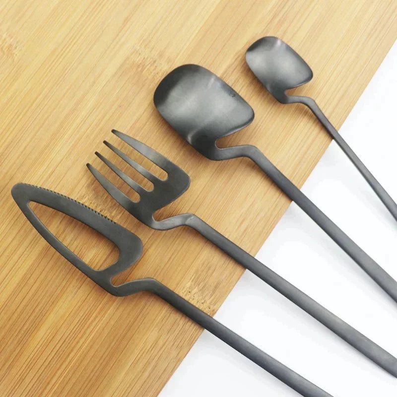 CasaFinesse™ Modern Matte Black Cutlery Set