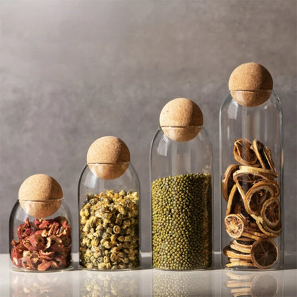 CasaFinesse™ 4pc Ball Cork Glass Jar Set