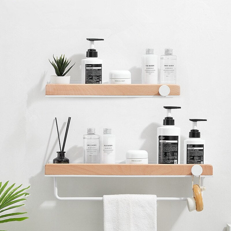 CasaFinesse™ Modern Light Wood Bathroom Shelves