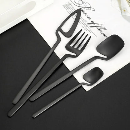 CasaFinesse™ Modern Matte Black Cutlery Set