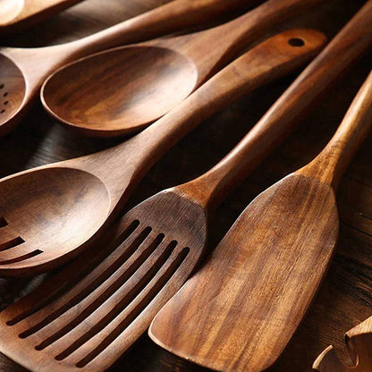 CasaFinesse™ Teak Wood 7 Piece Utensil Set