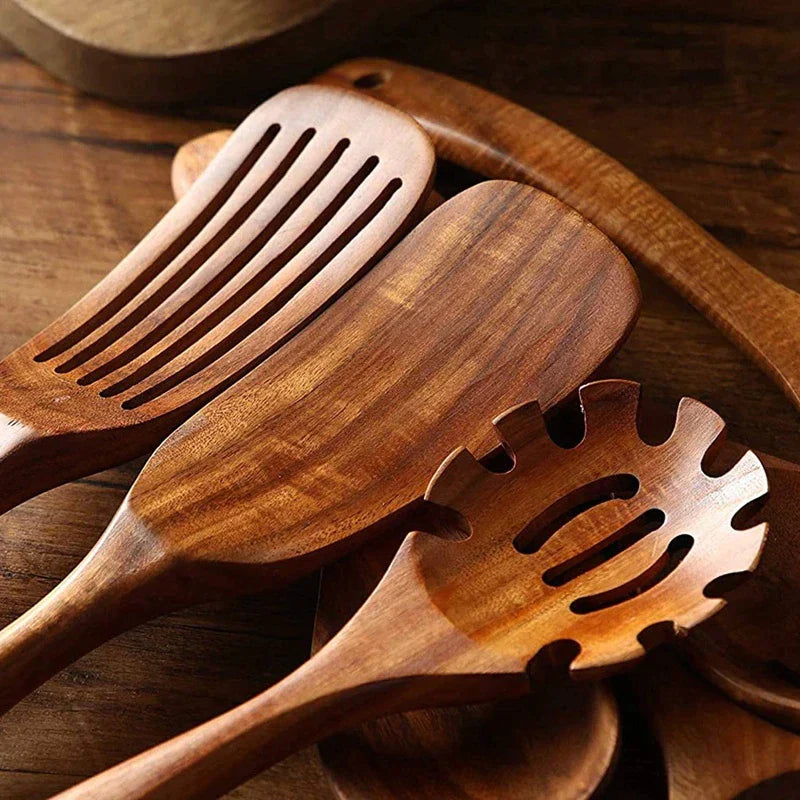 CasaFinesse™ Teak Wood 7 Piece Utensil Set