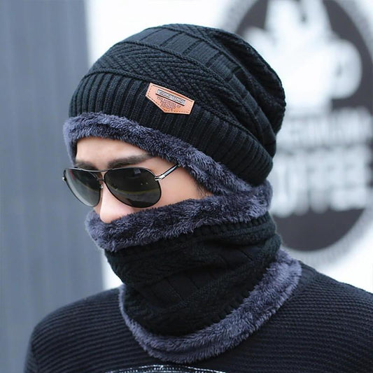 Beanie With Scarf Mens Womens Winter Baggy Slouchy Knit Warm Beanie Hat and Scarf Ski Skull Cap - Voltbite