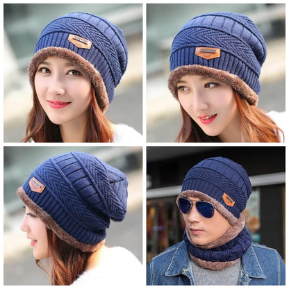 Beanie With Scarf Mens Womens Winter Baggy Slouchy Knit Warm Beanie Hat and Scarf Ski Skull Cap - Voltbite