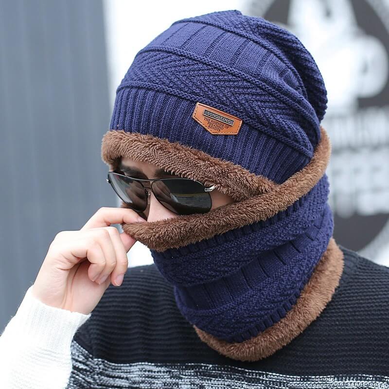 Beanie With Scarf Mens Womens Winter Baggy Slouchy Knit Warm Beanie Hat and Scarf Ski Skull Cap - Voltbite