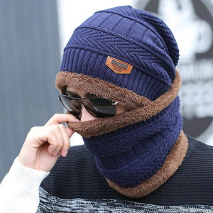 Beanie With Scarf Mens Womens Winter Baggy Slouchy Knit Warm Beanie Hat and Scarf Ski Skull Cap - Voltbite