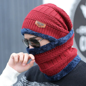 Beanie With Scarf Mens Womens Winter Baggy Slouchy Knit Warm Beanie Hat and Scarf Ski Skull Cap - Voltbite