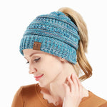 Ponytail Beanie With Hole For Messy Bun Ponytail Hair Soft Knitted Slouchy - Voltbite