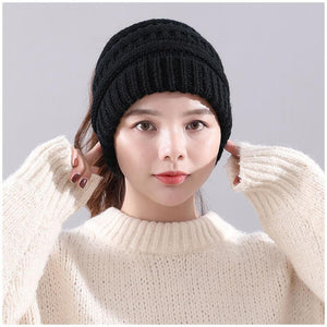 Ponytail Beanie With Hole For Messy Bun Ponytail Hair Soft Knitted Slouchy - Voltbite