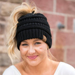 Ponytail Beanie With Hole For Messy Bun Ponytail Hair Soft Knitted Slouchy - Voltbite