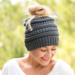 Ponytail Beanie With Hole For Messy Bun Ponytail Hair Soft Knitted Slouchy - Voltbite